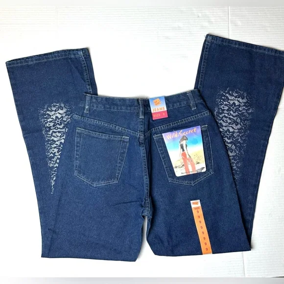 Vintage Wild Secret Womens Juniors Jeans Size‎ 9 High Rise Leg Design Y2K 90s - Picture 6 of 11